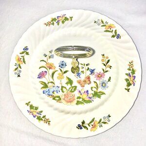 Aynsley ‘Cottage Garden’ Tidbit Dessert Plate w/Center Handle Bone China England